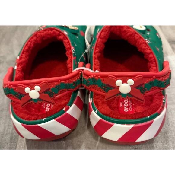 Crocs Mickey Mouse Holiday Lined Classic Slingback Clogs Sz M4/W6 Green Slip On - Picture 5 of 10